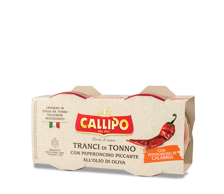 callipo-thon-yellowfin-au-piment-calabrais-tranches-l-huile-bocal-verre image 1