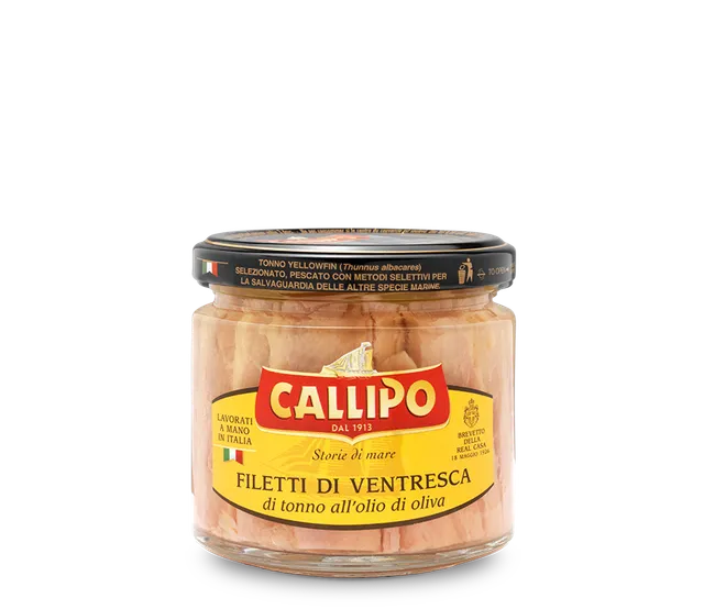 callipo-filets-de-thon-ventresca-partie-molle-thon-yellowfin-en-bocal-verre image 1