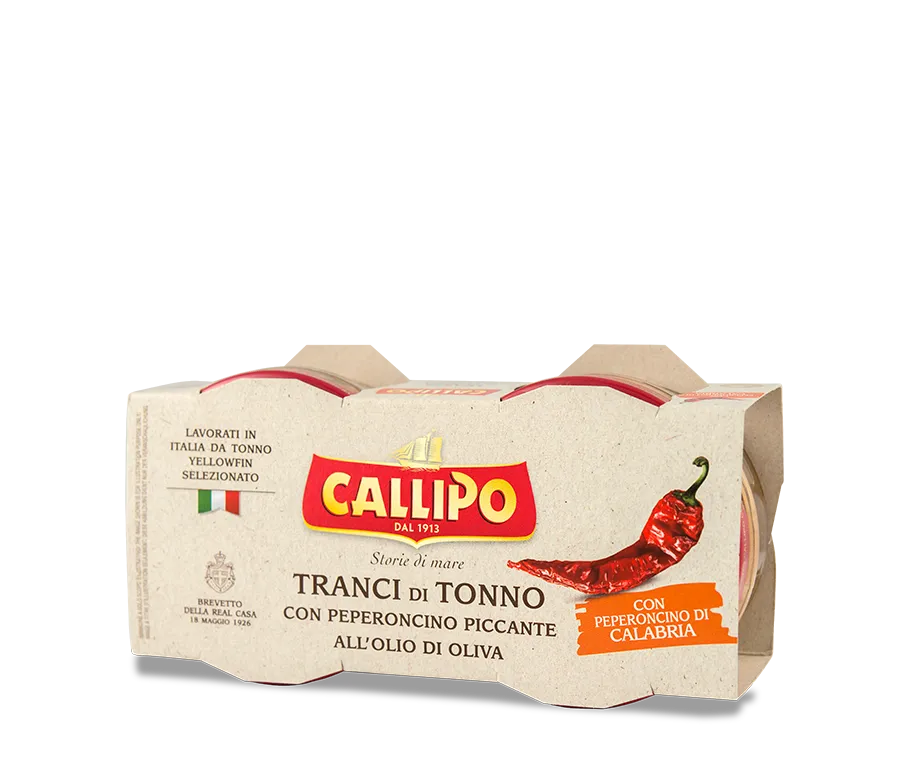 callipo-thon-yellowfin-au-piment-calabrais-tranches-l-huile-bocal-verre image 1